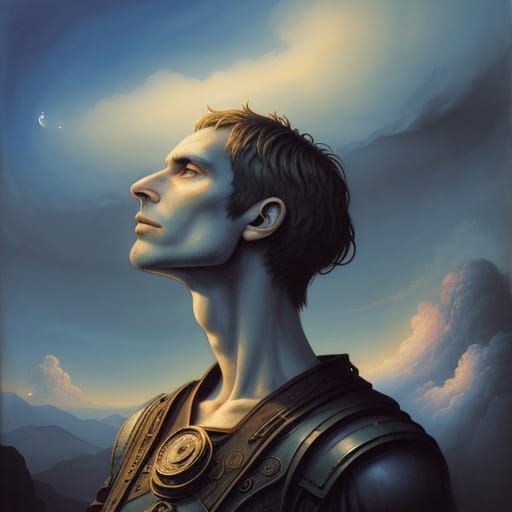 Enigmatic Delphic Oracle Breathing Vapors, Cloudscape, Watercolors, Fantasy, Peter Elson, Peter Gric