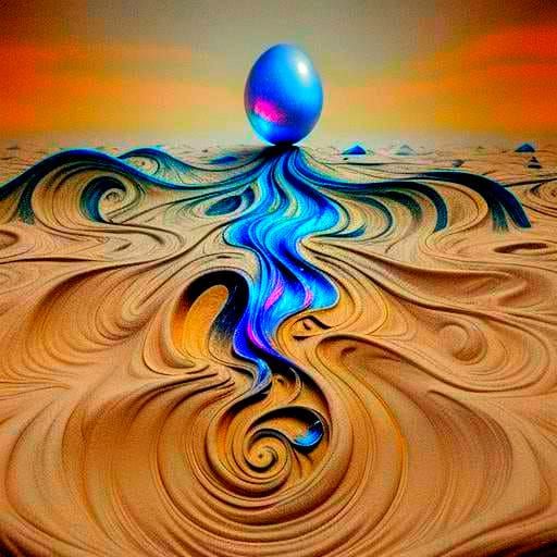 Glowing Egg in Alien Landscape: Surrealist Fantasy Art