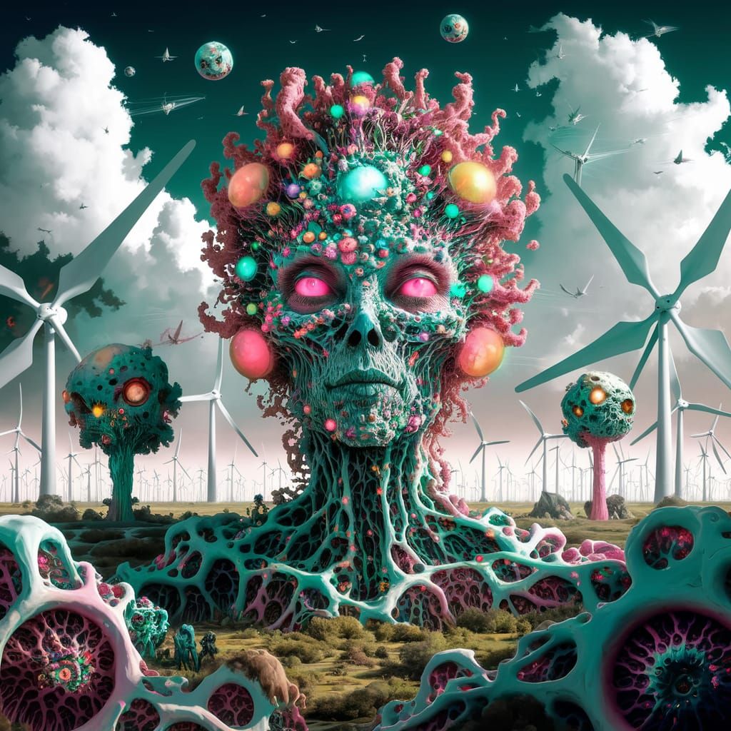 Psychedelic Wind Farms: Futuristic Eco Energy Systems