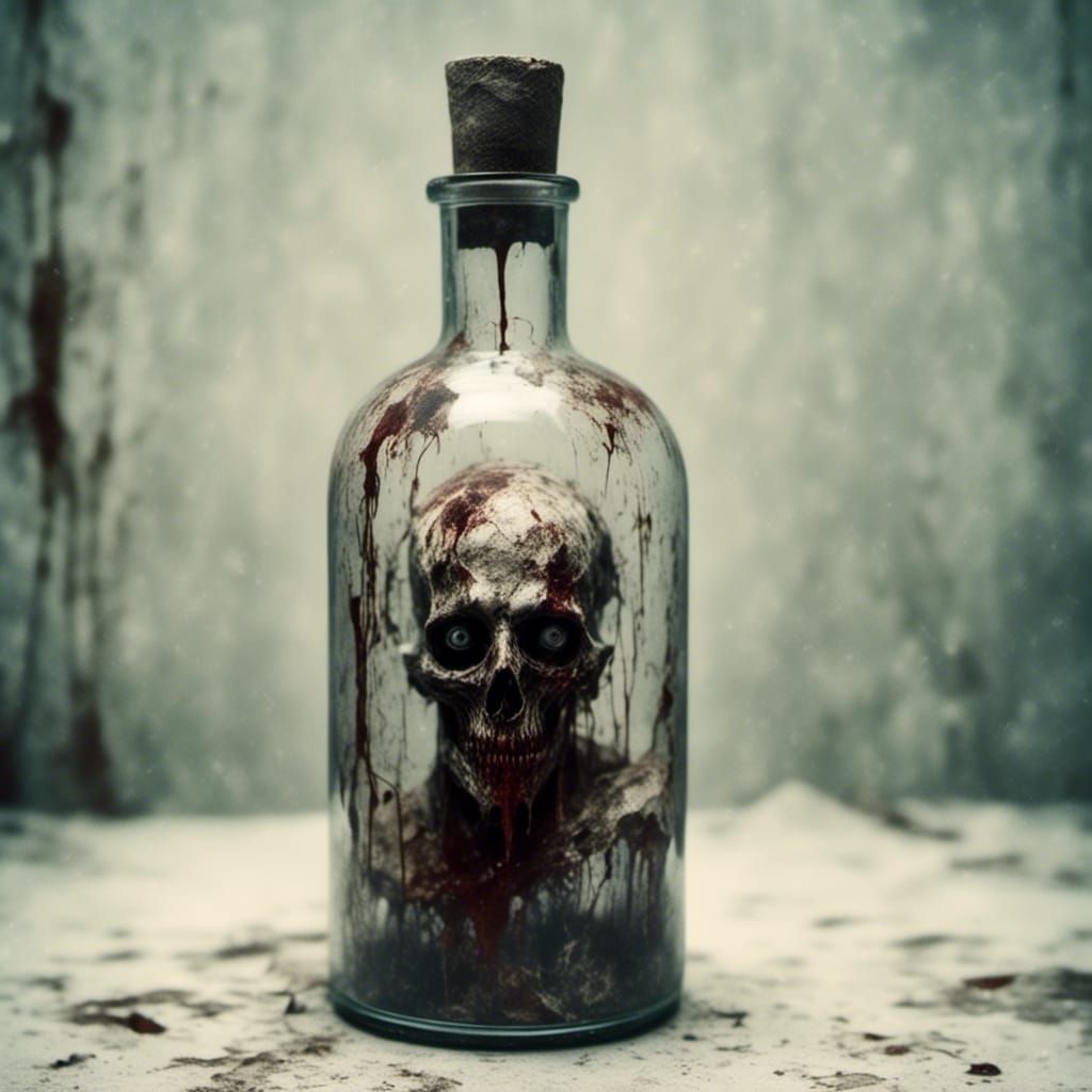 Macabre Human Eyes Conserved in Glass Bottle