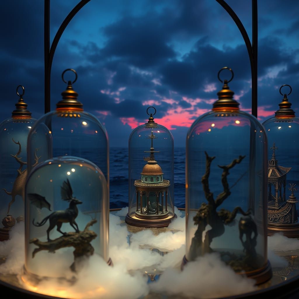 Gothic Oceanic Twilight in Glass Domes