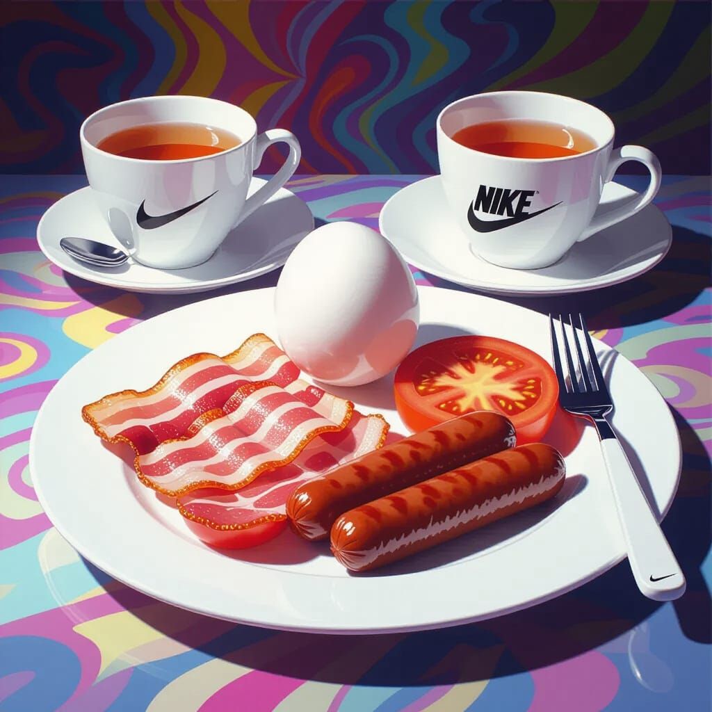 Hyperrealistic White Breakfast Still Life
