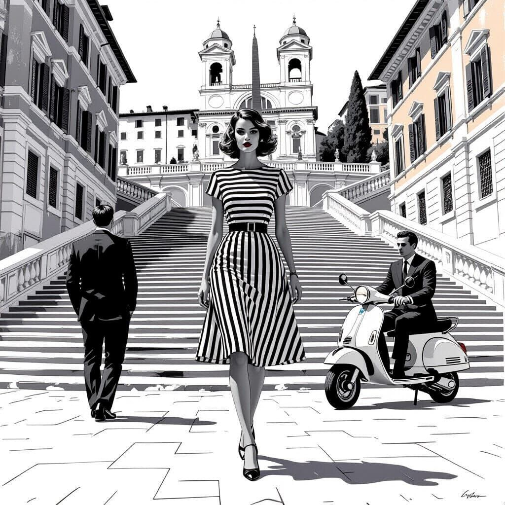 1960s Italian Model on the Spanish Steps