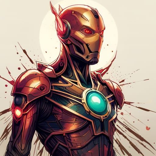Ultron Digital Painting with Golden Outlines