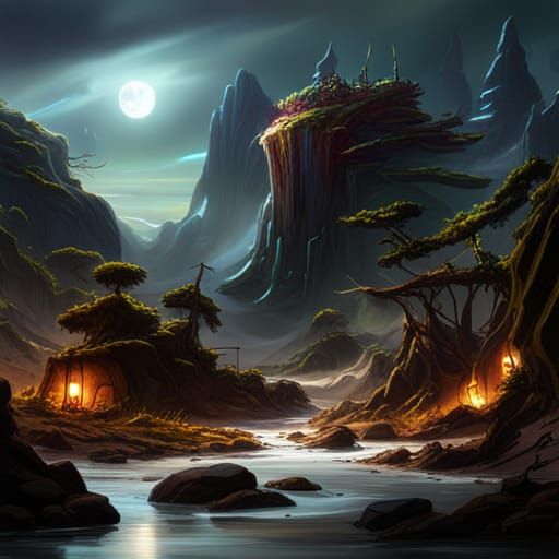 Small Rock Monster: Detailed Matte Painting