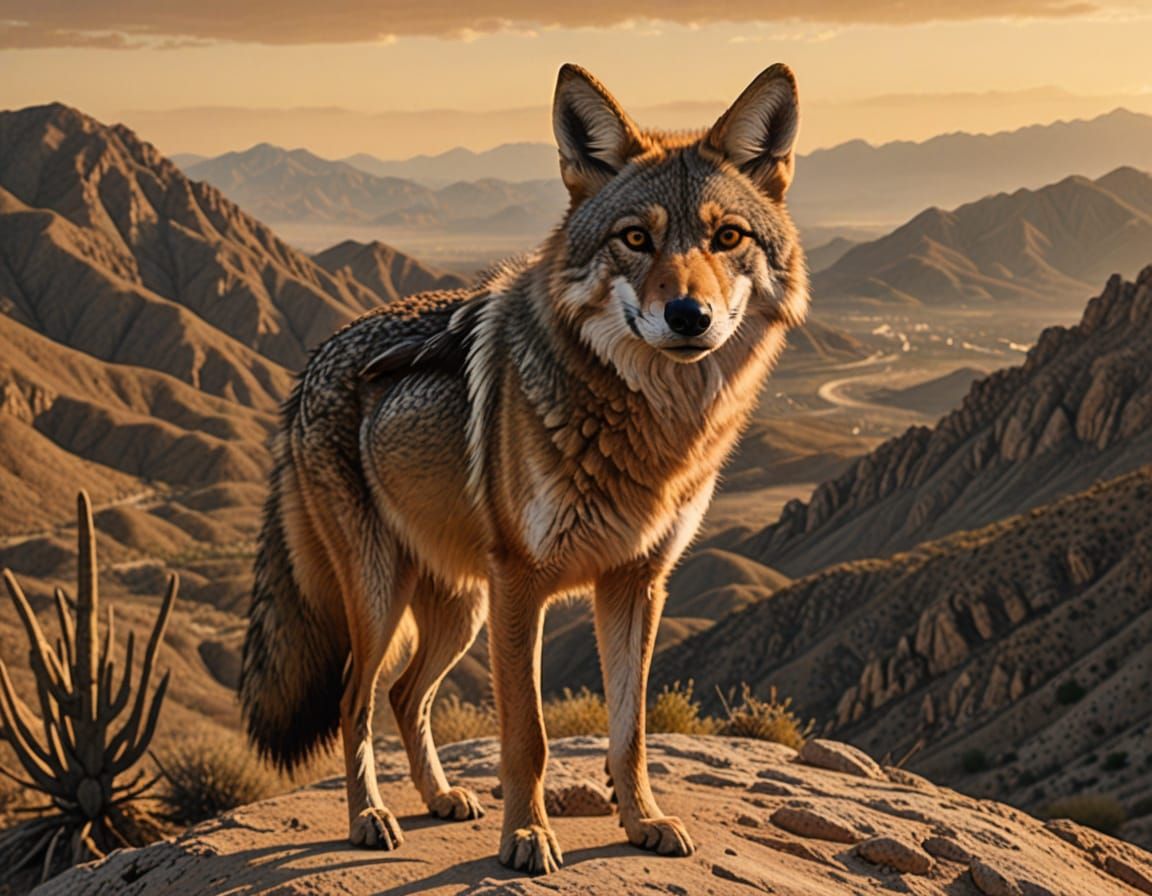 Hyper-Realistic Mexican Coyote in Coahuila Mountains