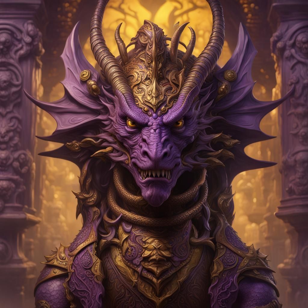 Lordi Dragon with Ta Moko, Dark Fantasy Art