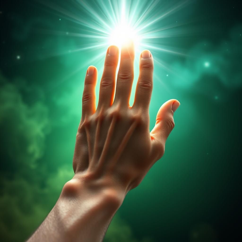 Hand Channeling Reiki Energy in Detailed Matte Painting
