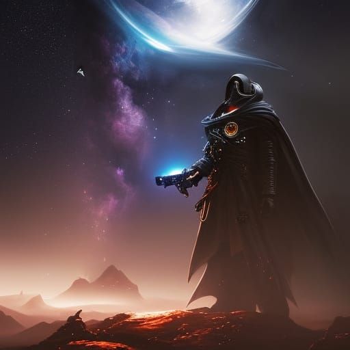 Space Pirate Pencil Sketch in Dark Fantasy Style