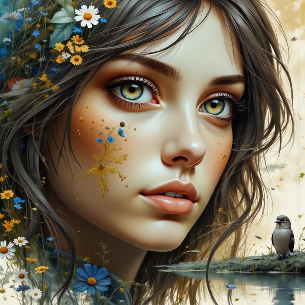 Calm Contemplative Woman in Soft Ethereal Light