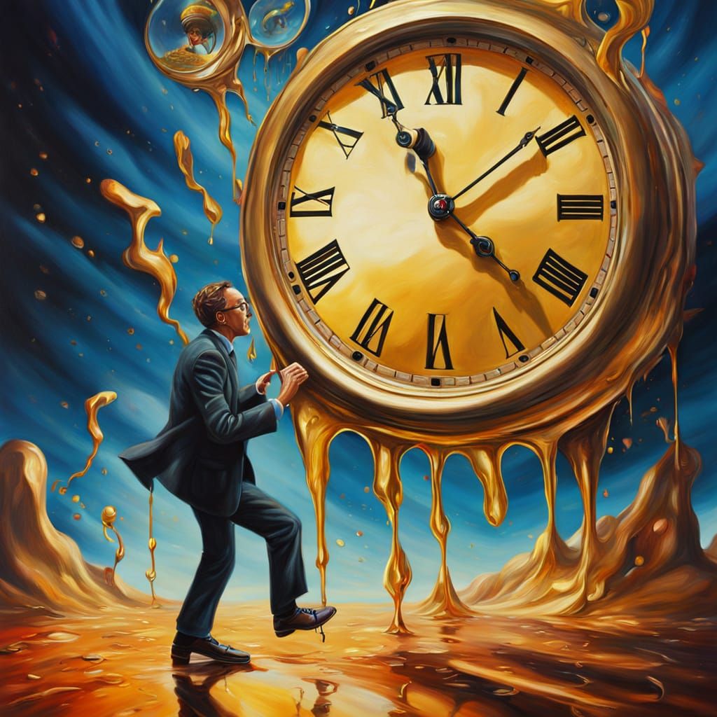 Surreal Person Pulled Forward in Oil Painting