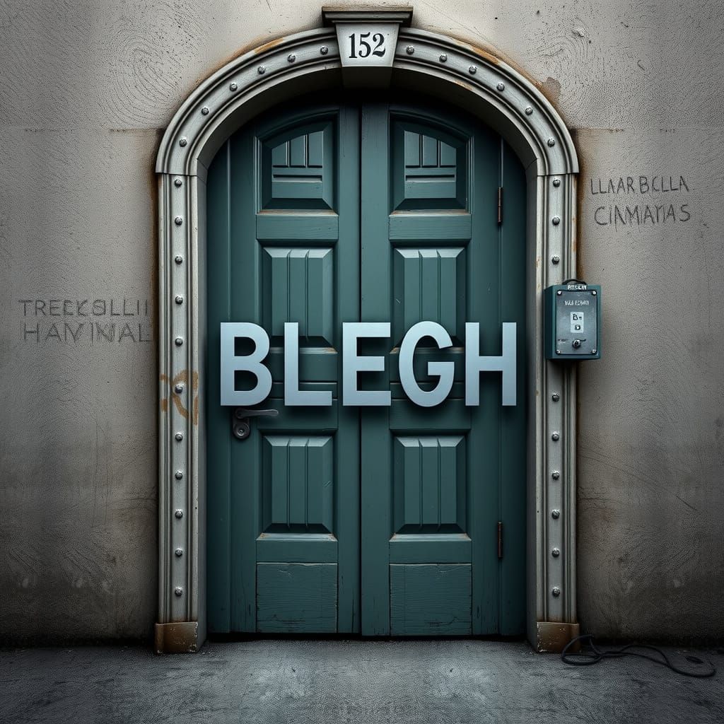 Surreal Mouth Door with Slam Metal Text