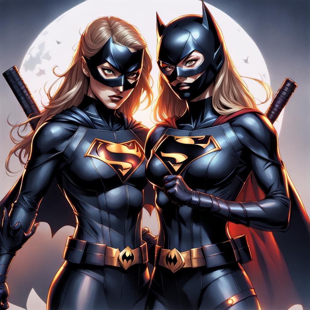 Batgirl and Supergirl in Ninja Outfits: Realistic Anime