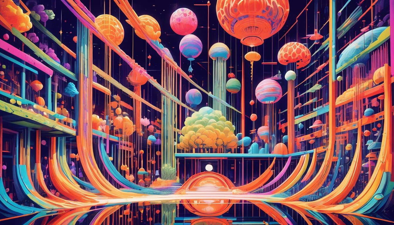 Psychedelic Dreamscape Architecture in Cyberdelic Style