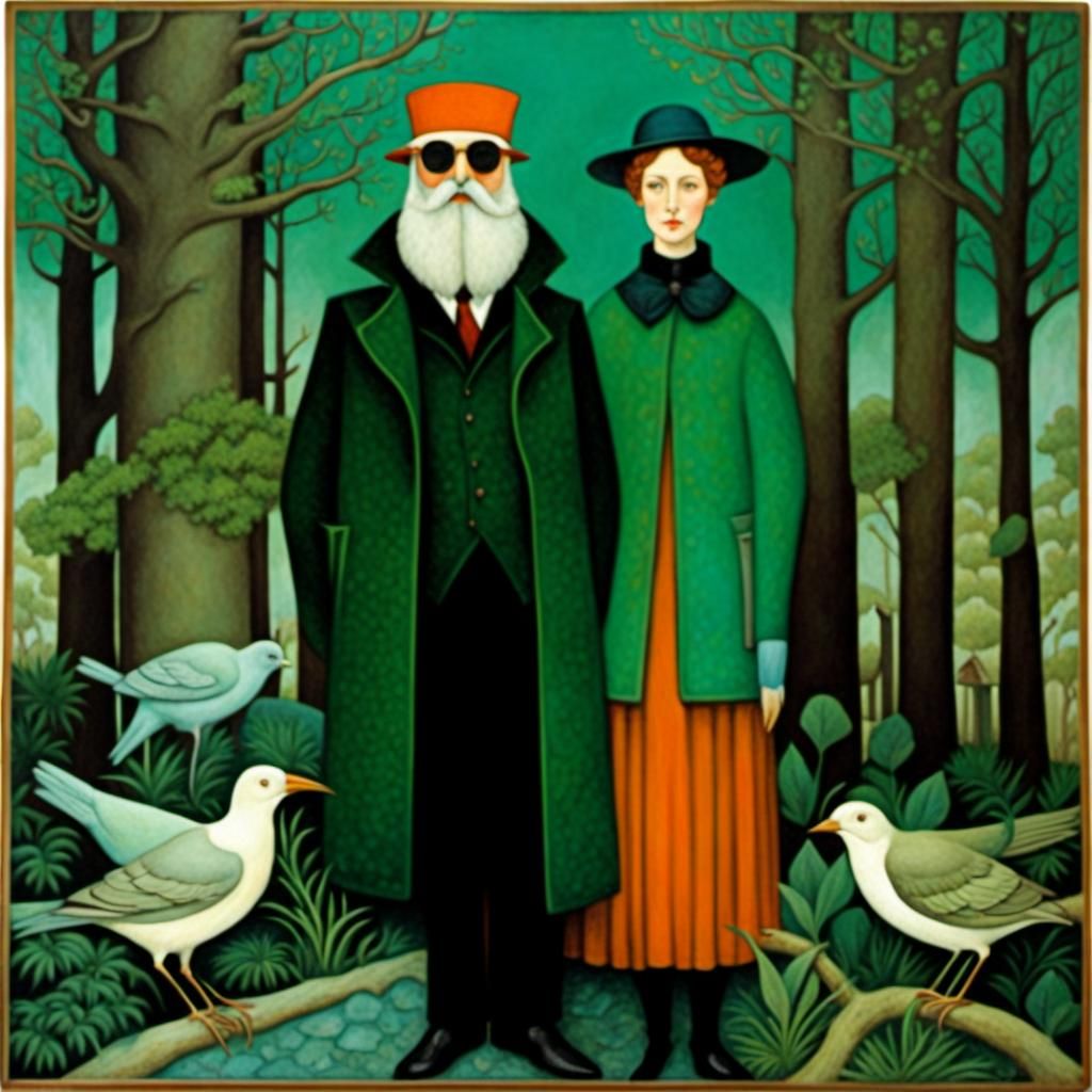 Ornithologist in Eerie Forest, Avant-Garde Portrait