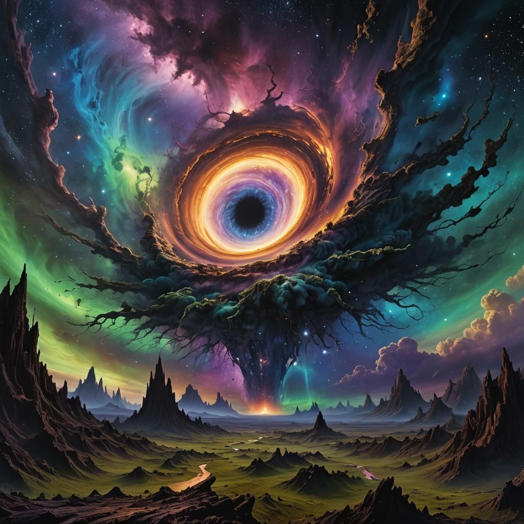 Black Hole Consumes Universe in Cosmic Horror Style