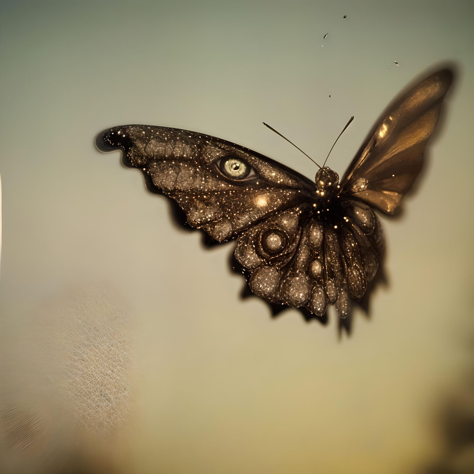 Starry Fireflies Over Moonlight Nightfield in HDR