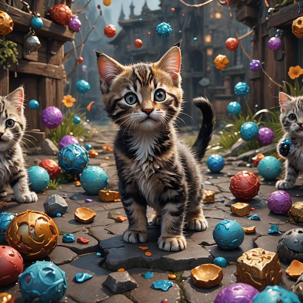 Fantastical Kitten in Detailed Matte Painting