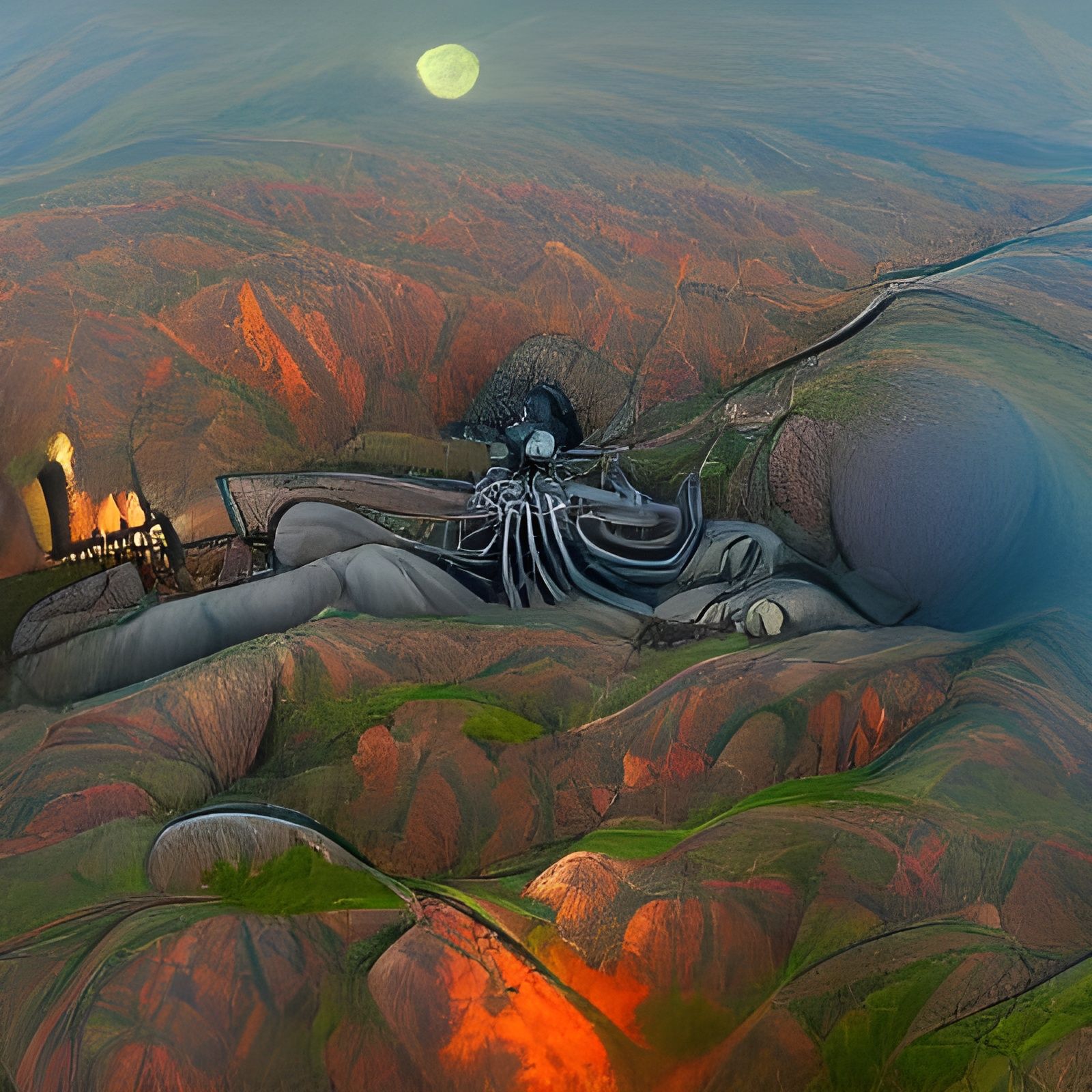 Surreal Silver Dream Machine Landscape