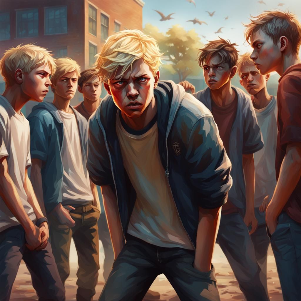 Bullying Scene in Schoolyard: Realistic and Dramatic