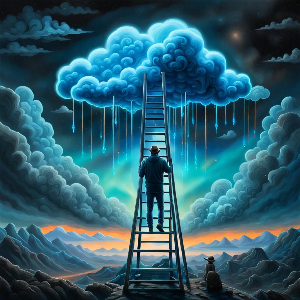 Cloud Repairman in Magic Realism Style