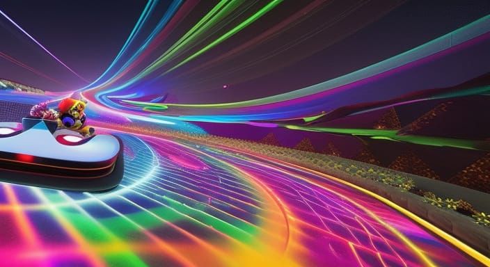 Rainbow Road on Laser Harp in 3D