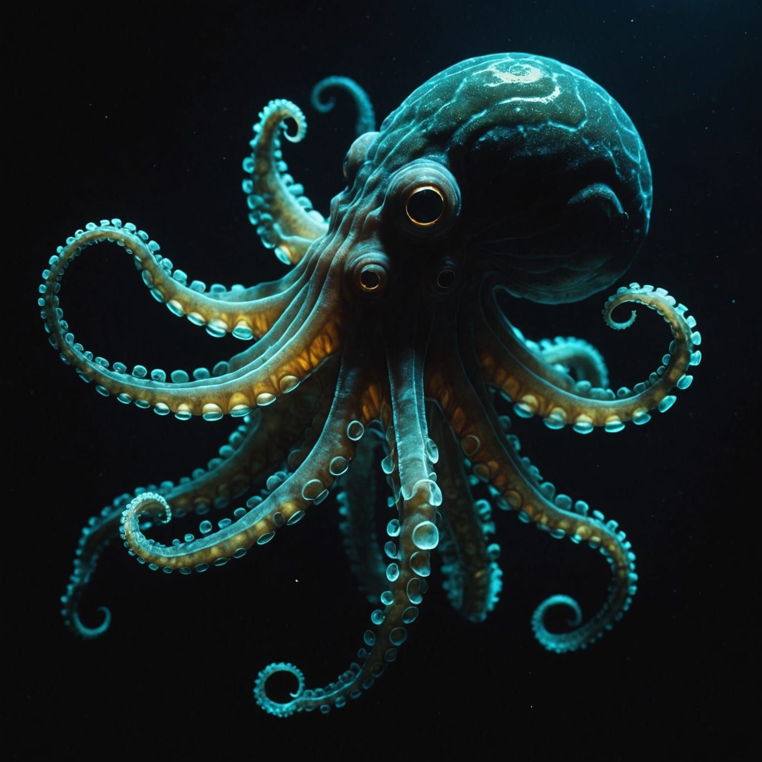 Luminescent Deep Sea Cephalopod in Cinematic Style