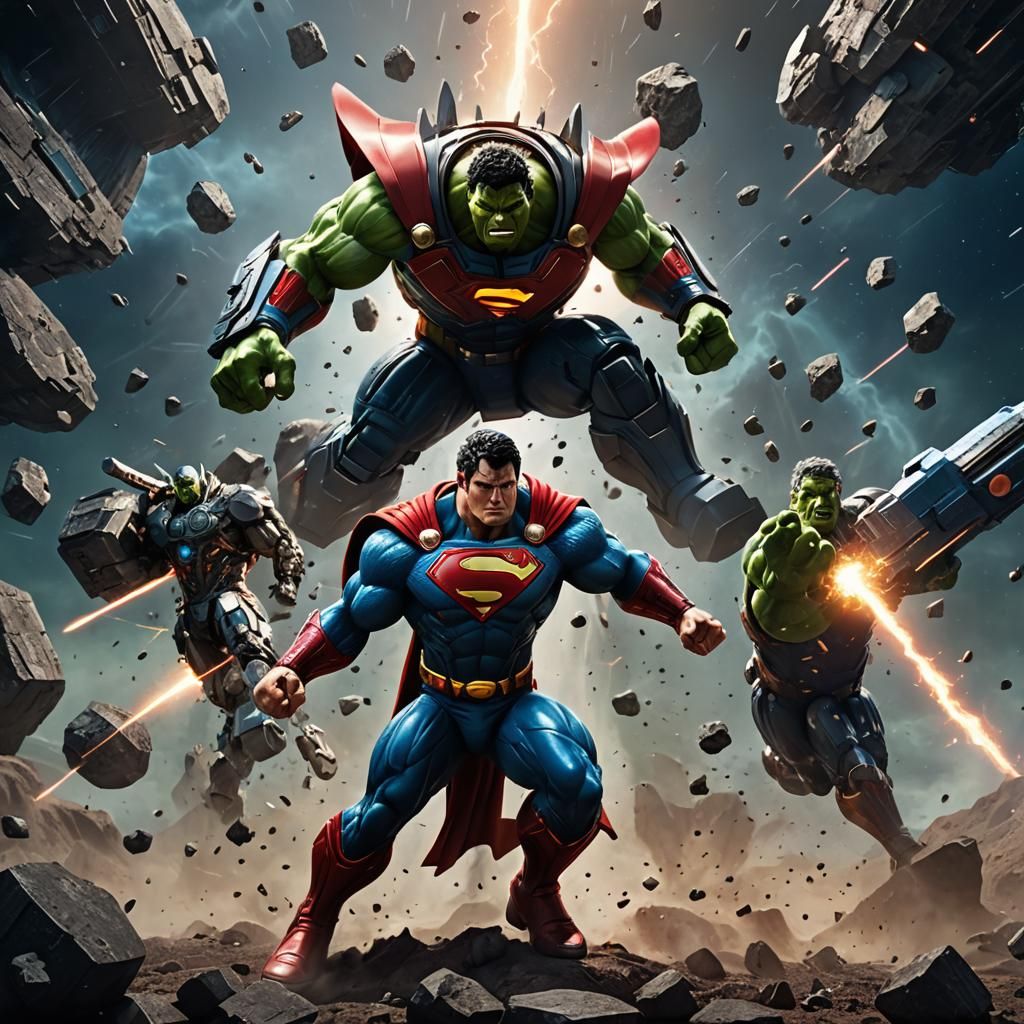 Superman vs Thor vs Hulk Epic Space Battle
