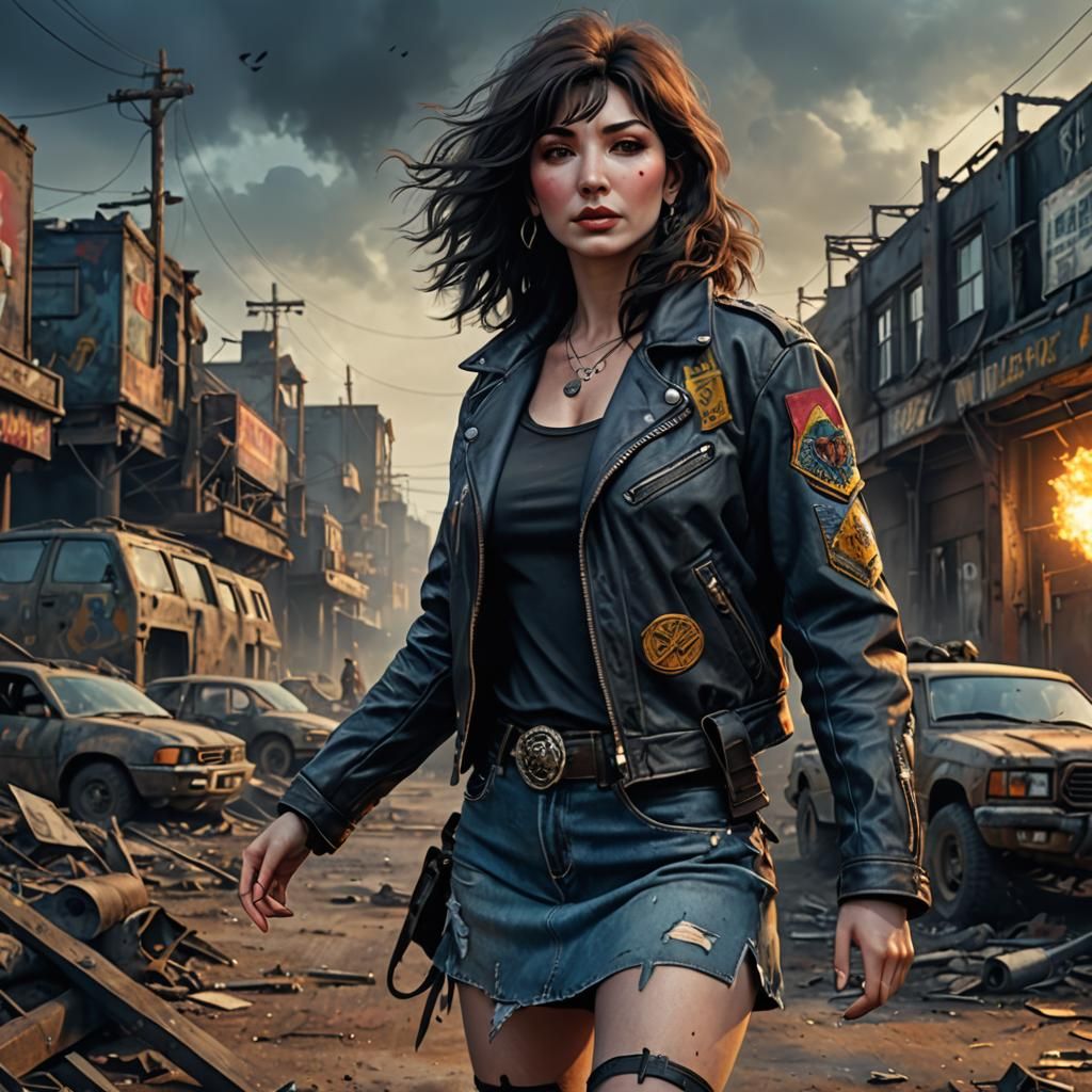 Post-Apocalyptic Girl in Ghetto, Hyperdetailed Concept Art