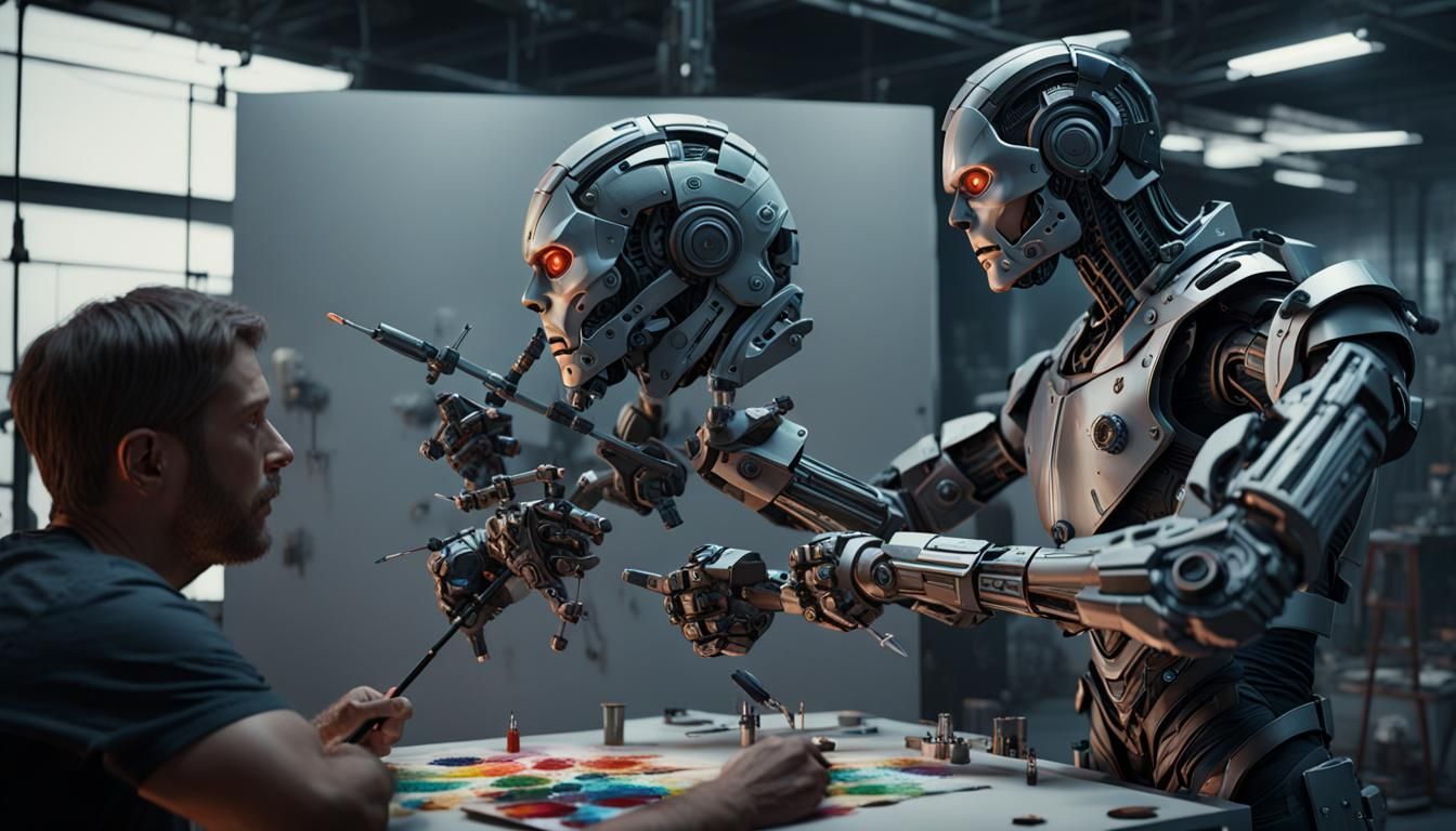 Hyperrealistic Cyborg Art Lesson in 3D