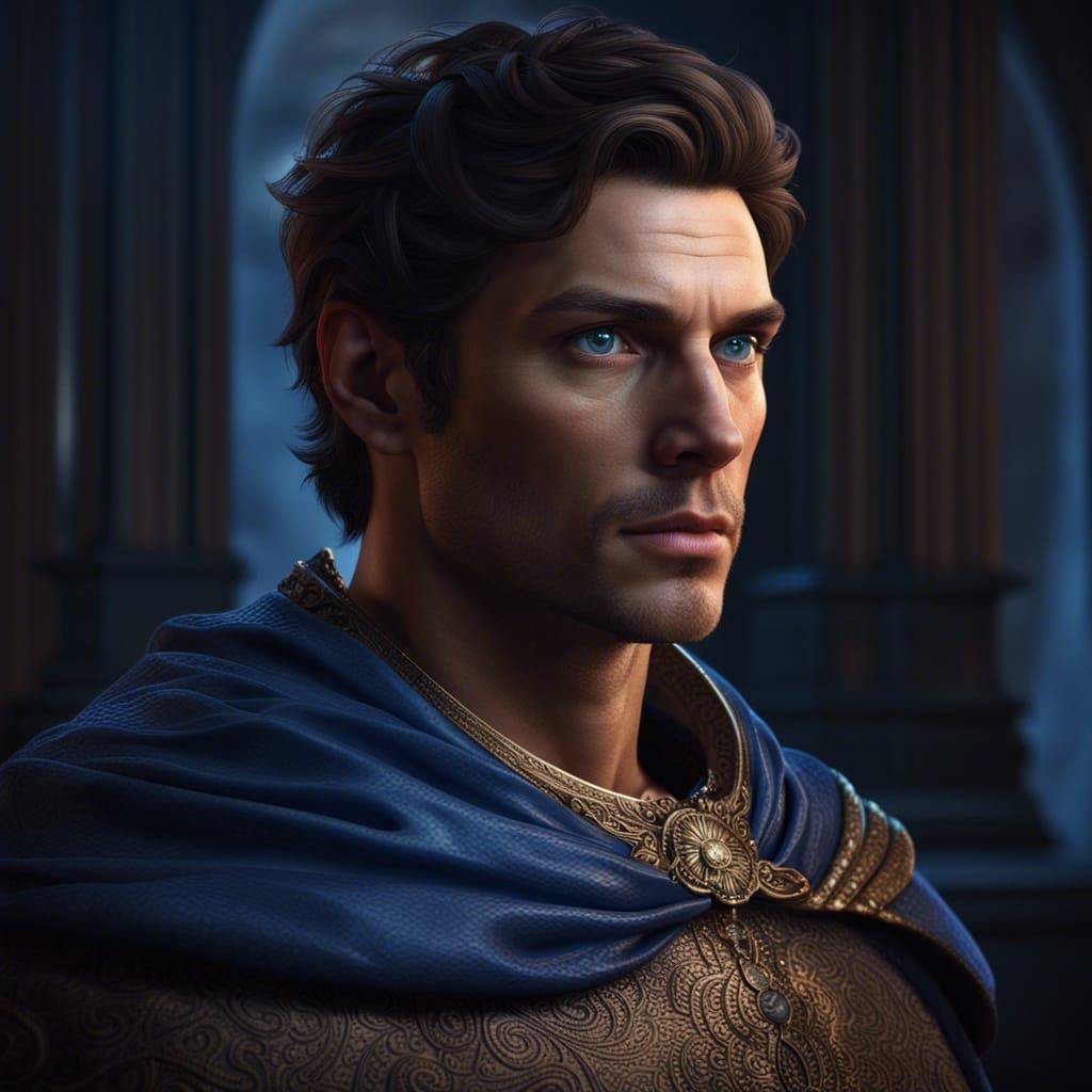 Portrait of a Handsome Brunette King in 8K