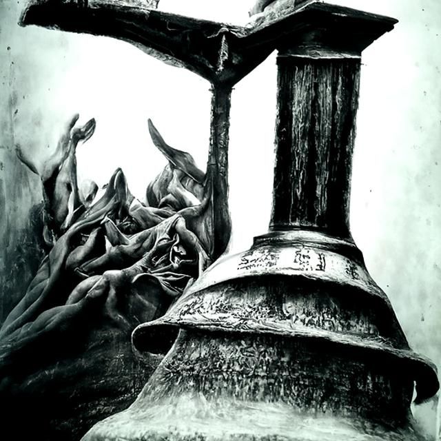 Dramatic Charcoal Drawing of a Bell Tower