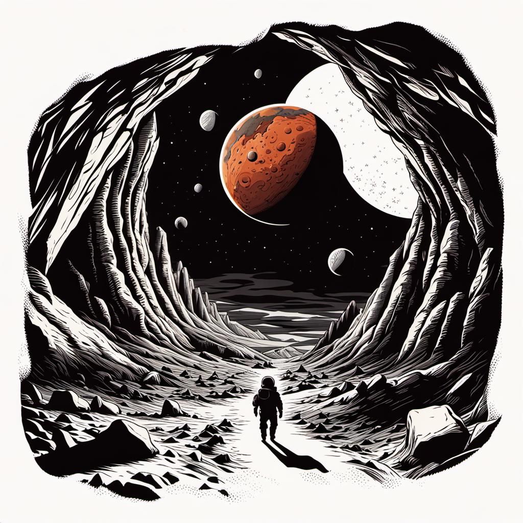 Cave on Red Planet, Ground Level View