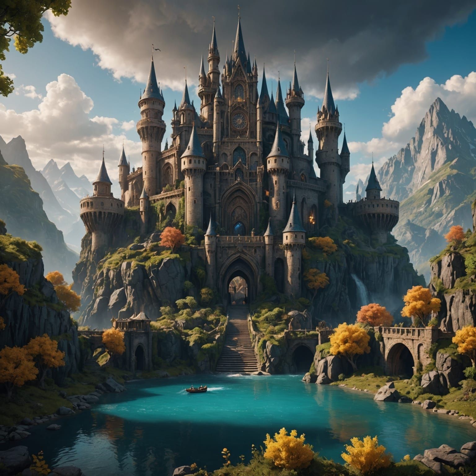 Fantastical Detailed Matte Painting in Deep Color