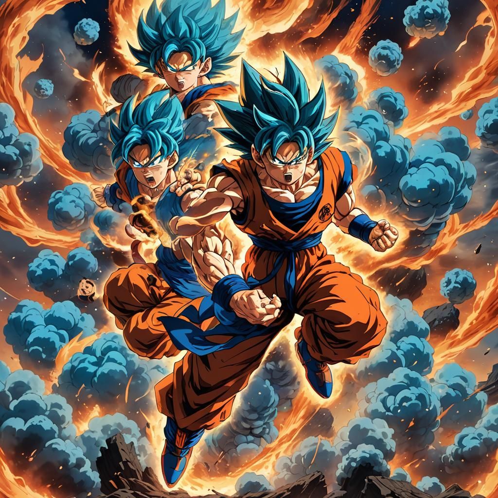Goku Anime Explosion in Studio Trigger Style