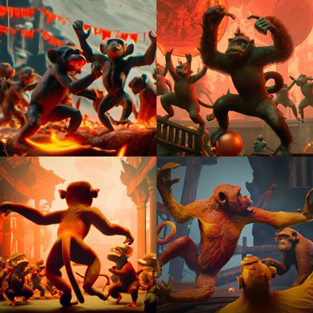 Dancing Monkeys in Hell: A Detailed Matte Painting