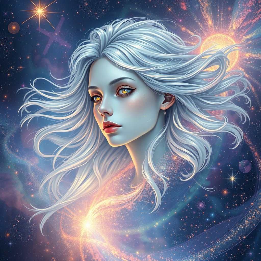 Luminous Being in Cosmic Nebula: Ethereal Digital Art