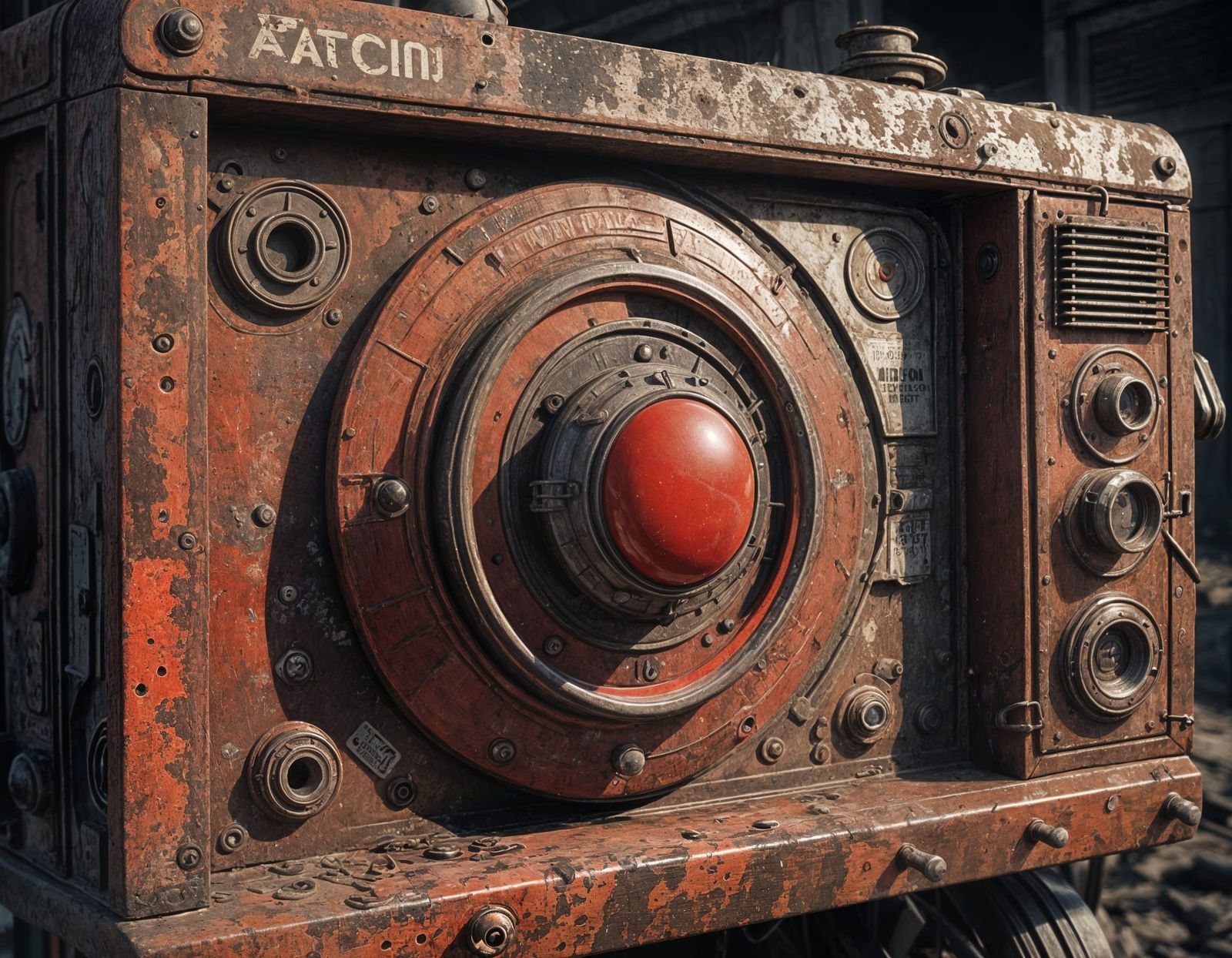 Rusty Console with Atomic Red Button
