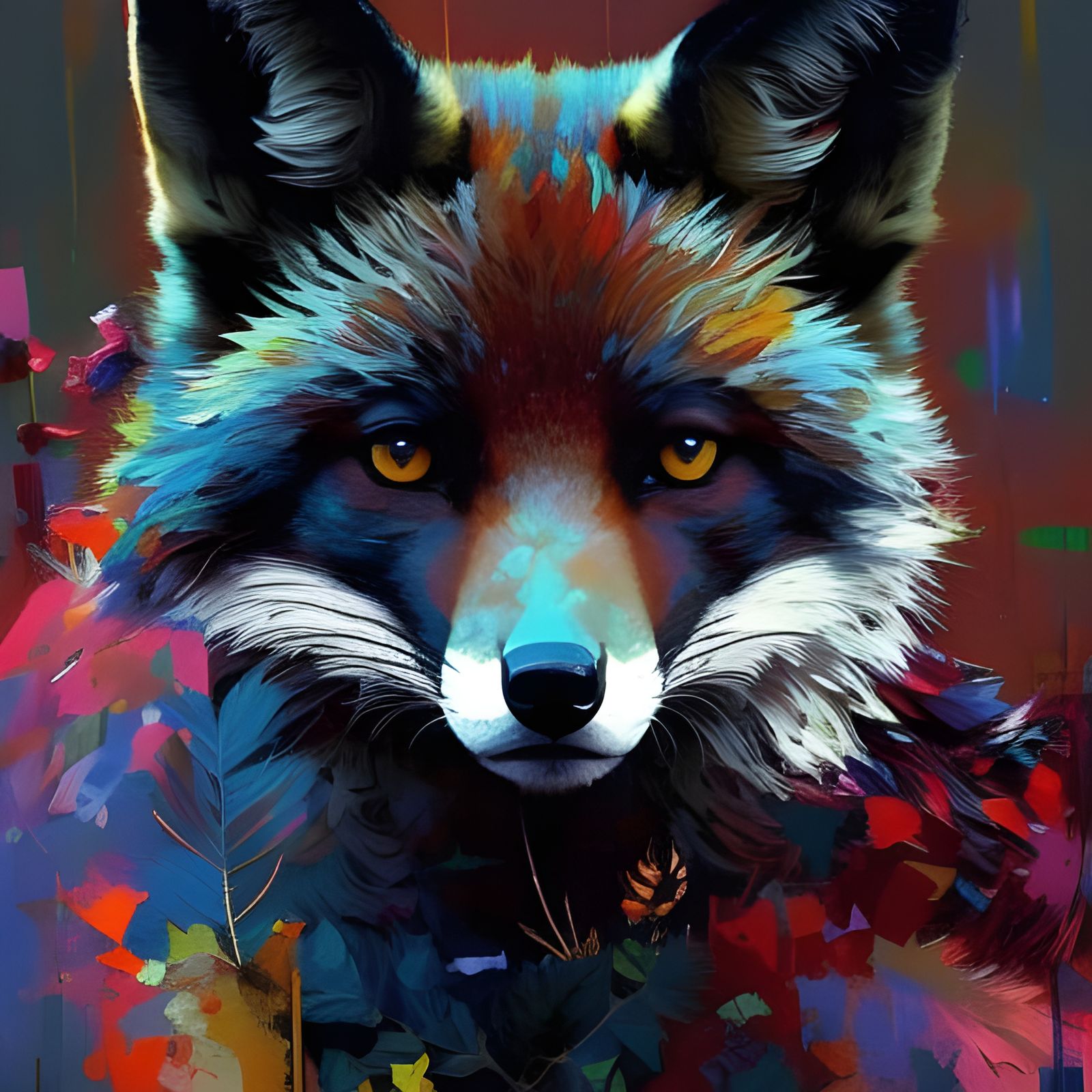 Intricate Colorful Fox Painting in Fine Art Style