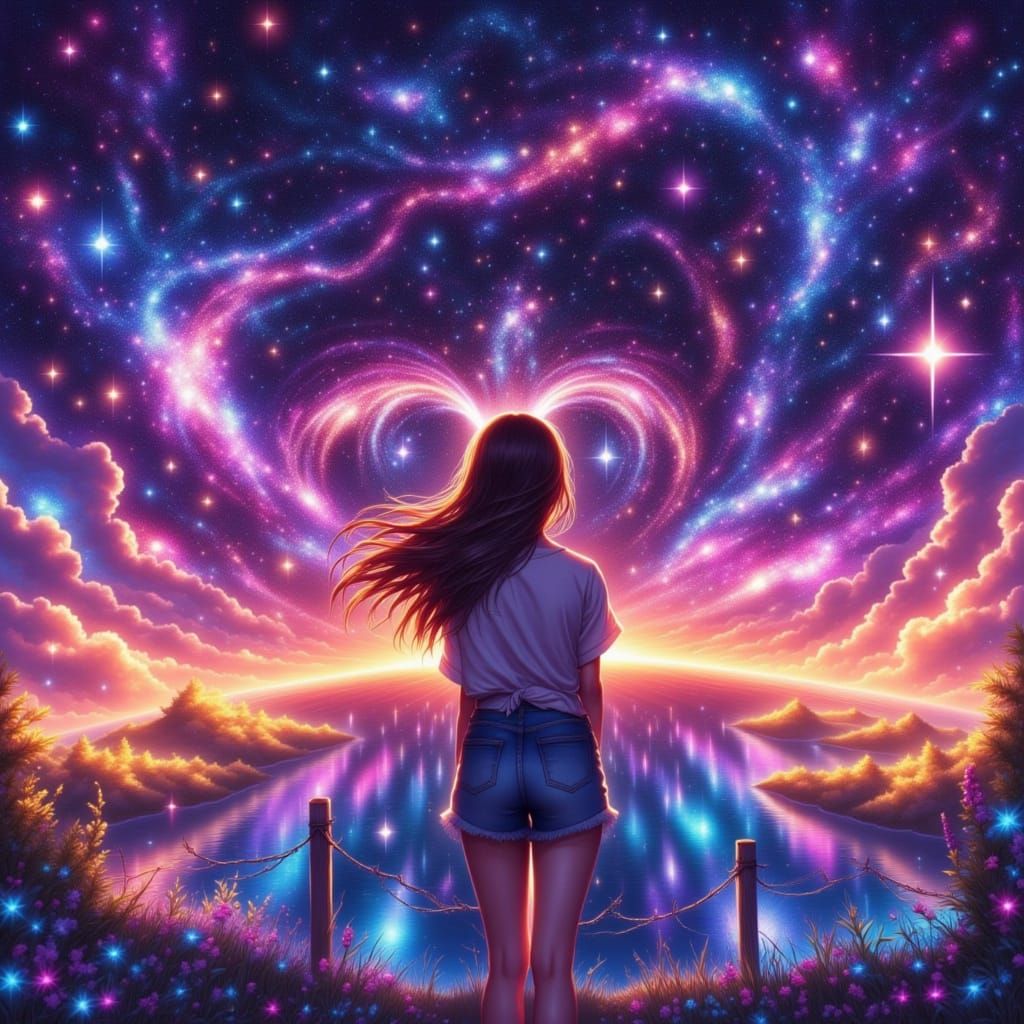 Radiant Star Persona Woman in Anime Style