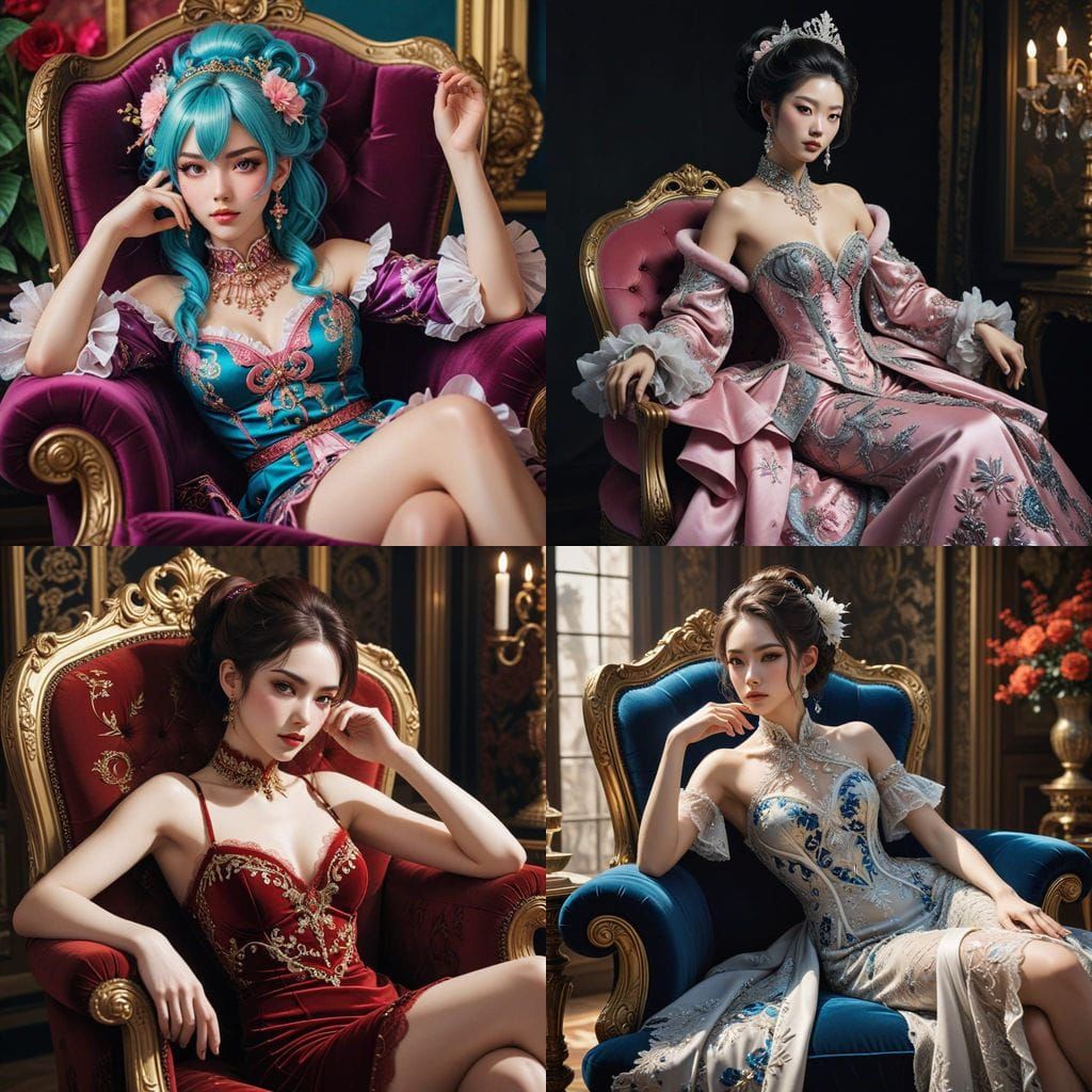 Luxurious Anime-Inspired Portrait of a Smirking Girl