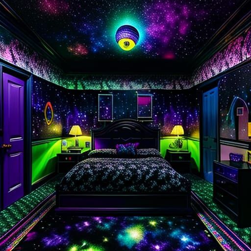 Neon Art Deco Kid's Bedroom Hideaway