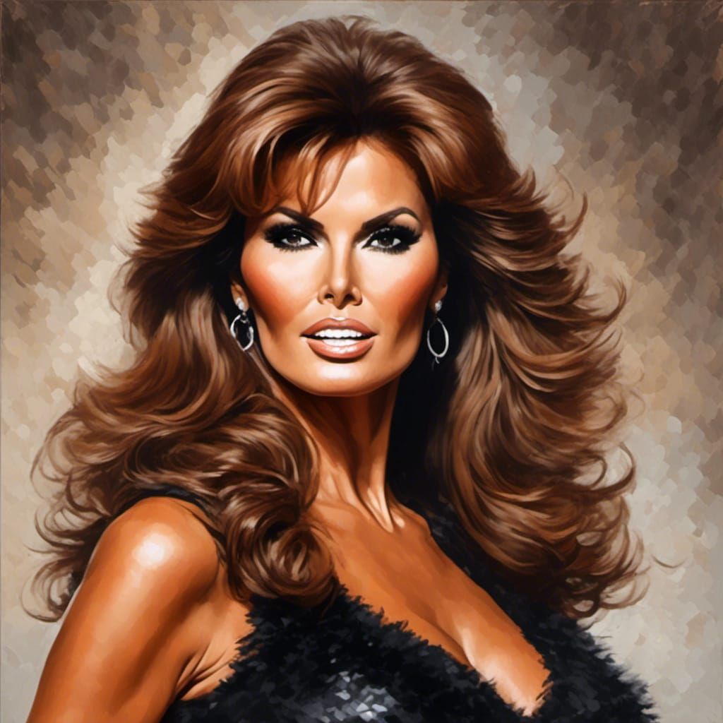 Raquel Welch Portrait in 1960s Glamour Style