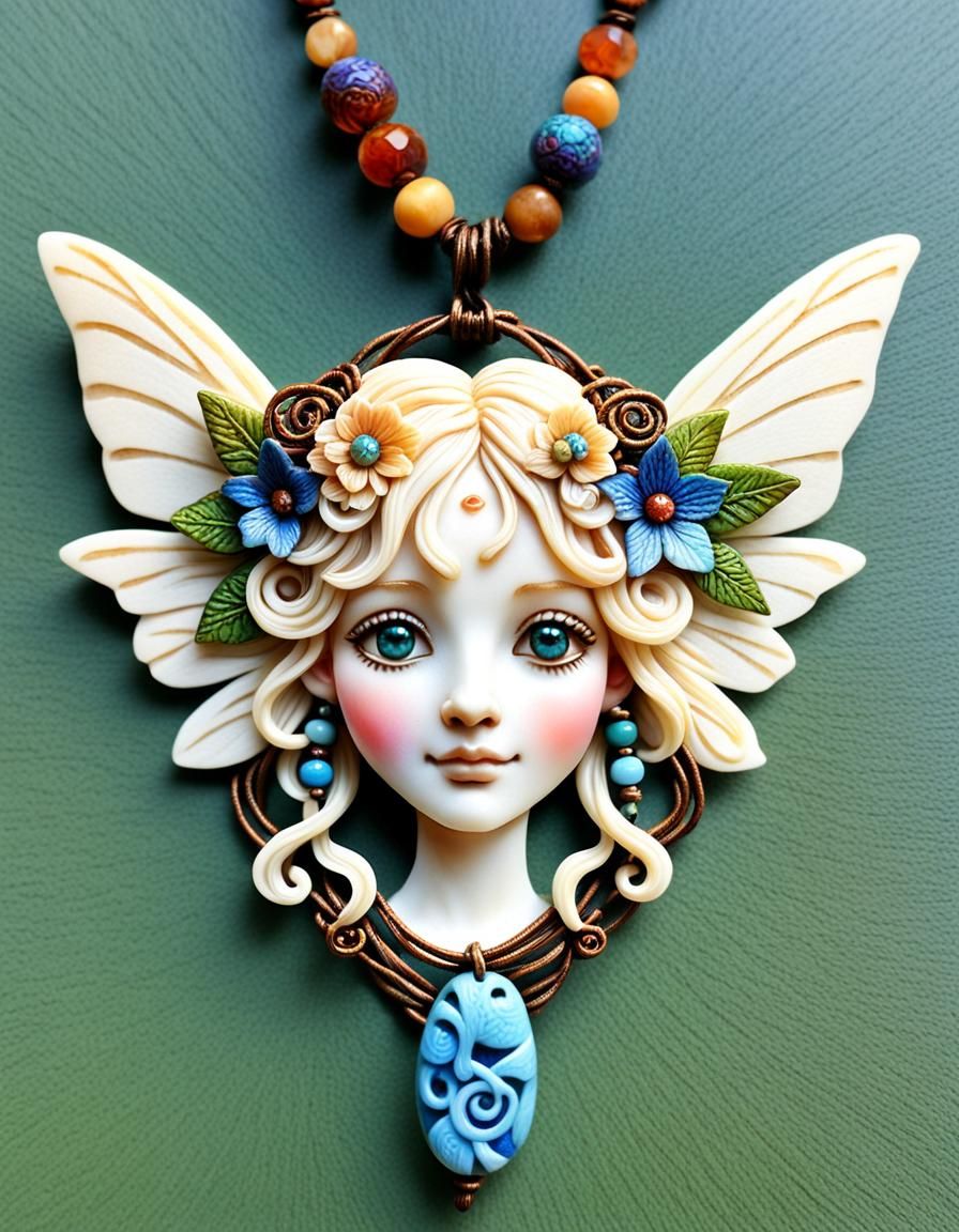 Fairy Queen Necklace in Art Nouveau Style