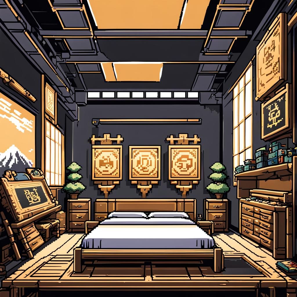 8-Bit Pixel Bedroom in Warrior Training School