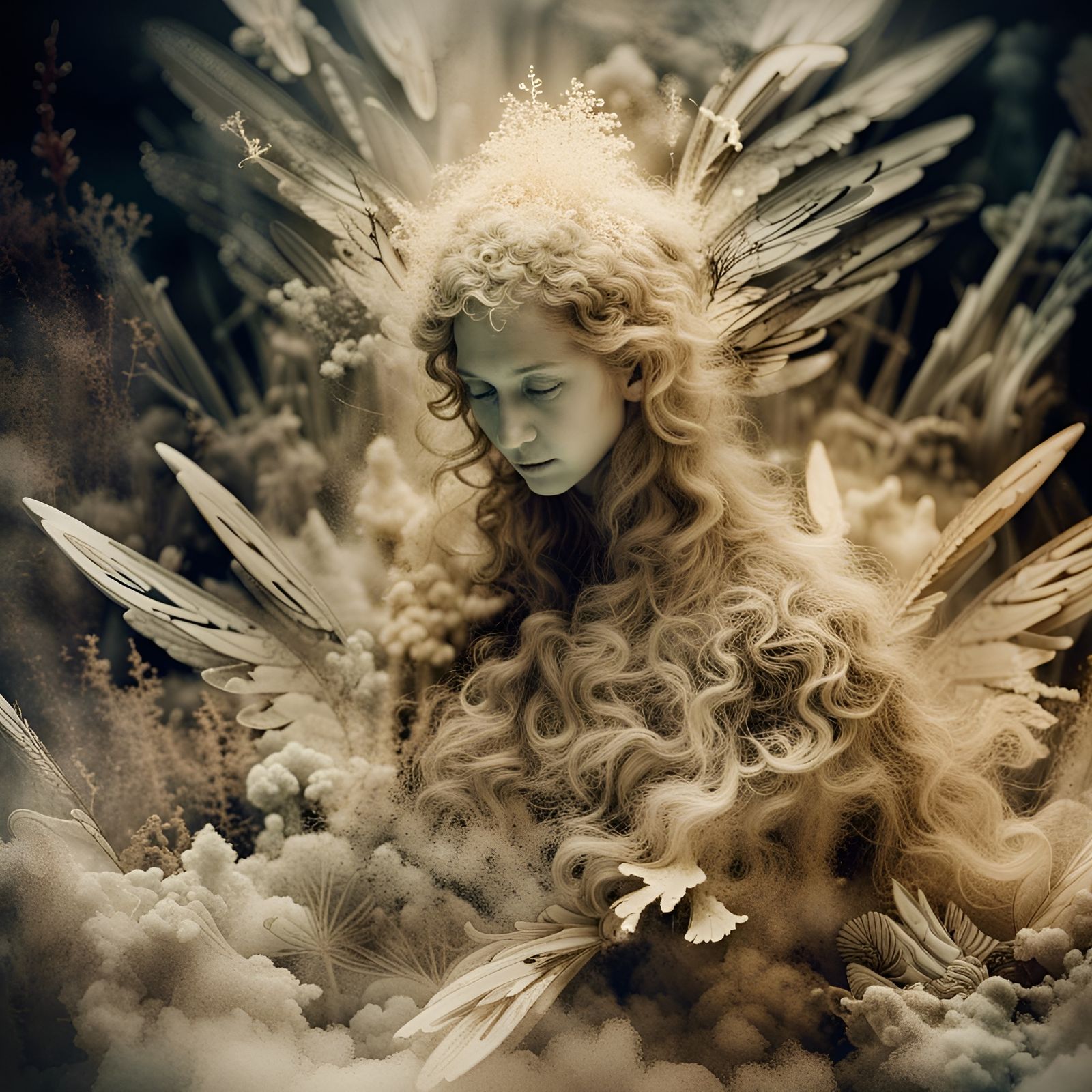 Negative Color Angel Seraph in Radiating Madness Render