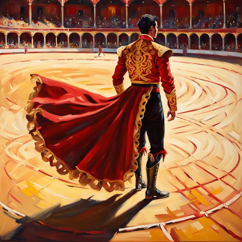 Spanish Toreador Art: Bullfight in Sunny Arena