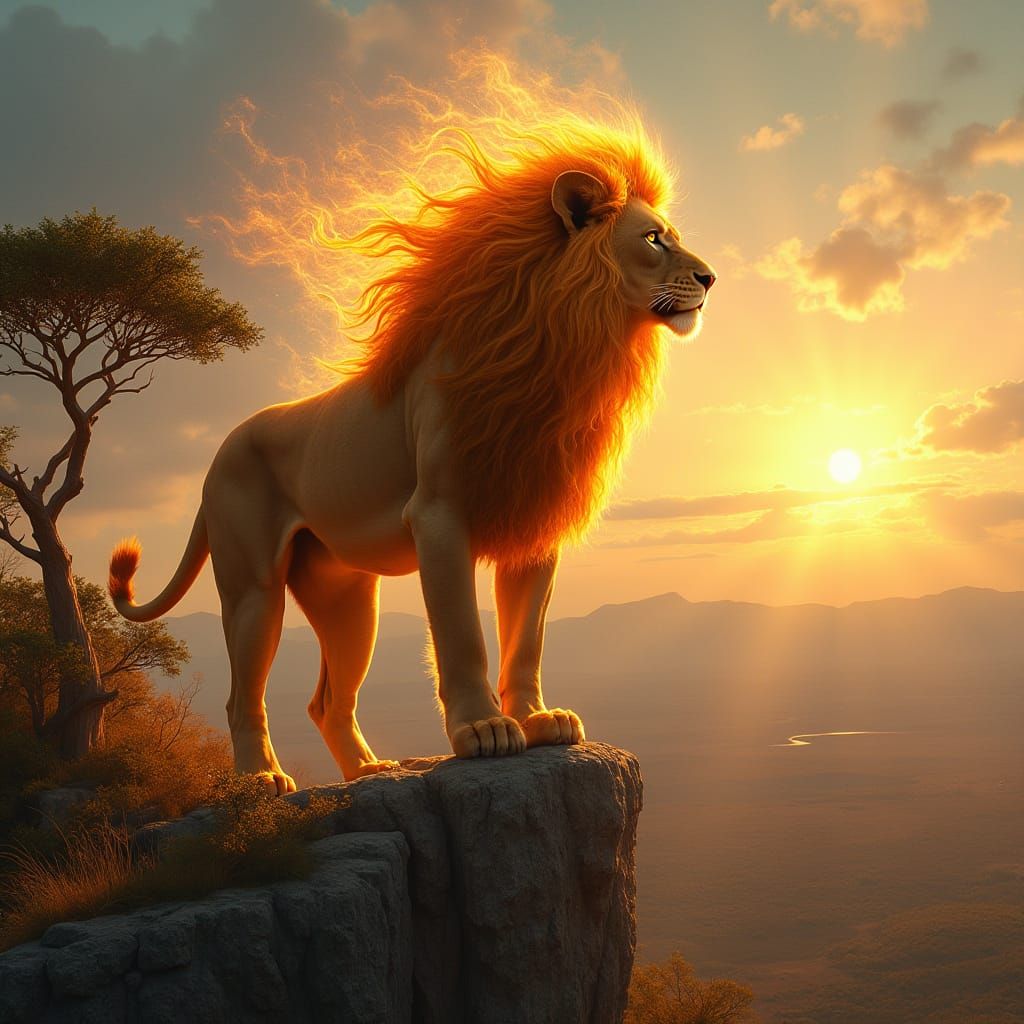Lion of Golden Light, King of the Blazing Savanna