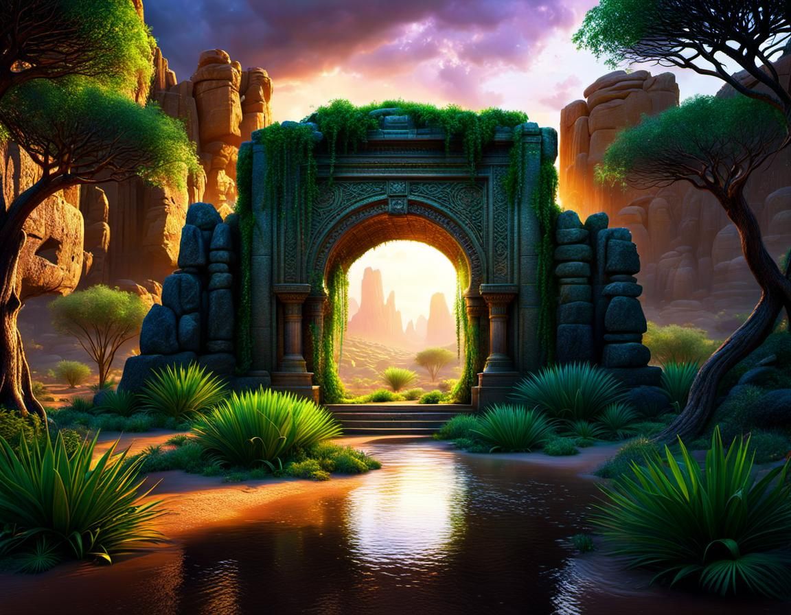 Forest Glade Portal to Desert Oasis