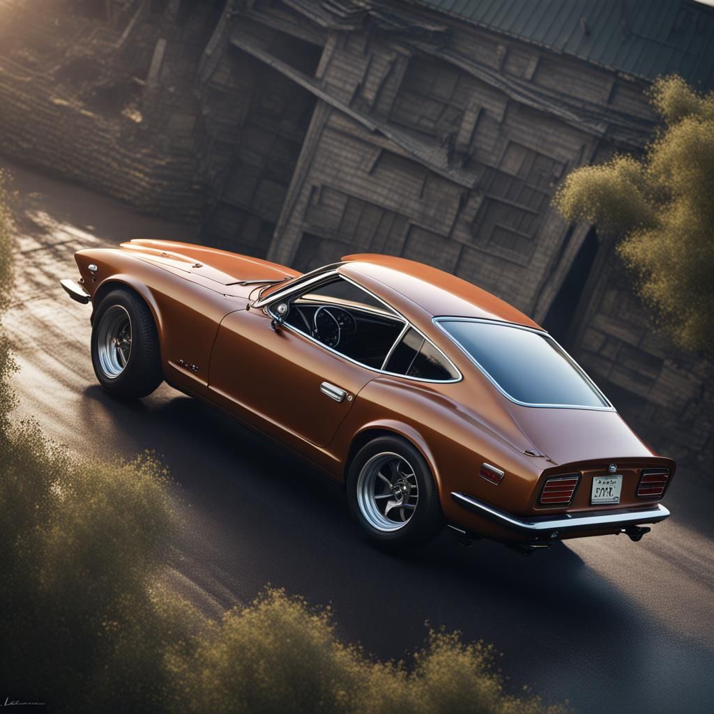 1970 Datsun 240Z Aerial View Matte Painting